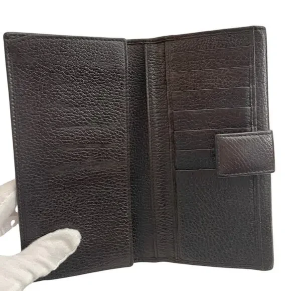 GUCCI Full Inclusion Brown Interlocking GG Studded Leather Long Wallet EUC - Picture 9 of 14
